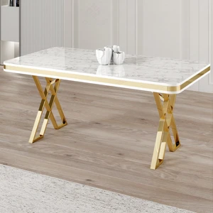 Vals Serisi 80X130 Lak Panel Gold Detay Sabit Masa