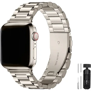 Redmud Teknoloji Apple Watch 2/3/4/5/6/7/8/9/42MM44MM45MM49MM ile Uyumlu Paslanmaz Çelik Kordon ve Ayarlama Aparatı