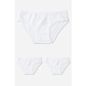 Baykar Kız Çocuk Pamuklu Bikini Kesim Düz Basic Külot 3'lü Paket Beyaz