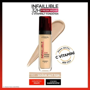 L'Oréal Paris Infaillible 32H Fresh Wear C Vitaminli Fondöten - 130 True Beige Kapatıcı