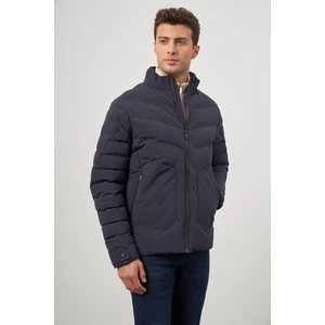 Koyu Lacivert Dolumlu Hakim Yaka Slim Fit Dar Kesim Klasik Mont 1007245153