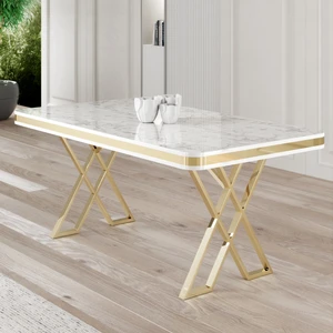 Rigel Serisi 80x130 Lak Panel Sabit Masa Gold Ayaklı