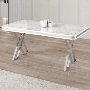 Rigel Serisi 80x130 Lak Panel Sabit Masa Krom Ayaklı