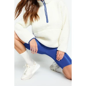 Tarz Regular Dik Yaka Düşük Kol Regular Peluş Örme Spor Sweatshirt