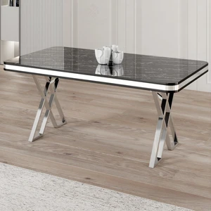 Rigel Serisi 80x130 Lak Panel Sabit Masa Krom Ayaklı
