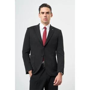 Siyah Desen Örme Kılıç Yaka Beli Lastikli 6 Drop Slim Fit Classic Takım Elbise 1001245170