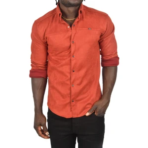 Likralı Çıtçıtlı Kırışmayan Süet Kumaş Slim Fit Cepsiz Mevsimlik Gömlek 2500556