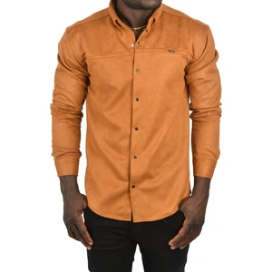 Likralı Çıtçıtlı Kırışmayan Süet Kumaş Slim Fit Cepsiz Mevsimlik Gömlek 2500556