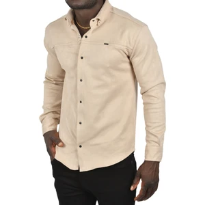 Likralı Çıtçıtlı Kırışmayan Süet Kumaş Slim Fit Cepsiz Mevsimlik Gömlek 2500556