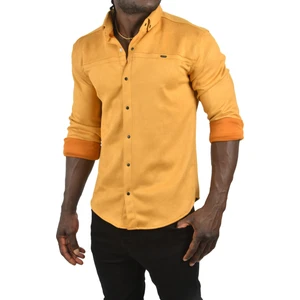 Likralı Çıtçıtlı Kırışmayan Süet Kumaş Slim Fit Cepsiz Mevsimlik Gömlek 2500556