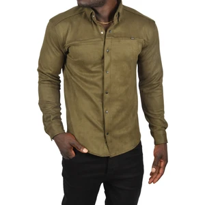 Likralı Çıtçıtlı Kırışmayan Süet Kumaş Slim Fit Cepsiz Mevsimlik Gömlek 2500556