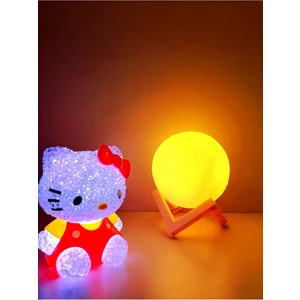 Işık Kasabası  Hello Kitty Ile 3d Küre Gece Lambası , Rcb Led Renk Değiştiren Damla Silikon Hediye Kutusu