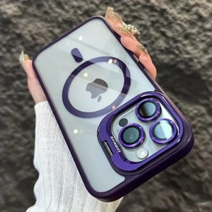iPhone 11 Uyumlu Kılıf Klon Stantlı + Lens Korumalı Magsafe Kapak