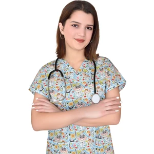 Doktor Desenli Pamuklu Master Likra Tek Üst Forma