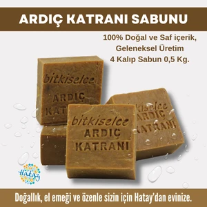 Saf Ve Doğal Içeriklerle Ardıç Katranı Sabunu  450 Gr (4 Kalıp)