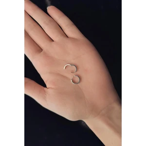 Fiyonk Kuyumculuk 14 Ayar Altın Köşeli Mini Beyaz Halka Küpe
