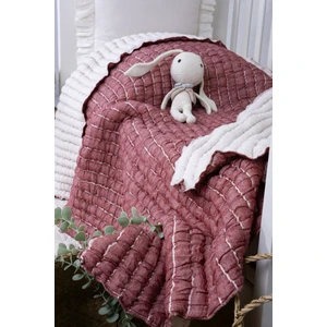 Bebek Battaniyesi - 100*120 cm Dolgulu Bebek Battaniyesi - Pamuk - Natural