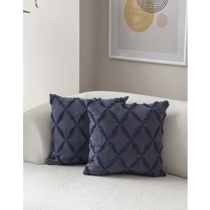 2'li Set Geometrik Desen Bohem Punch Dokuma Kırlent Kılıfı Mavi