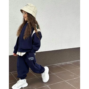 Unisex Çocuk Kışlık Chons Sloganlı Pamuklu Sweatshirt Eşofman Alt-Üst Takım