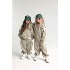 Unisex Çocuk Kışlık Chons Sloganlı Pamuklu Sweatshirt Eşofman Alt-Üst Takım