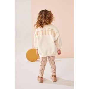 Kız Çocuk Tavşan Desenli Kışlık 3 Iplik Pamuklu Sweatshirt Tayt Alt-Üst Takım