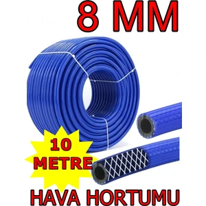 Kompresör Hava Hortumu 10 mt 8 mm Mavi - Thermo Oksijen Hava Hortumu