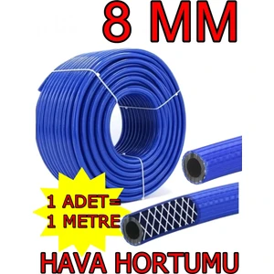 Kompresör Hava Hortumu 1 mt 8 mm Mavi - Thermo Oksijen Hava Hortumu