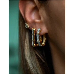Ricco Jewellery 14 K Gold Kaplama 925 Ayar Gümüş Seren Secret Küpe • 2 Cm