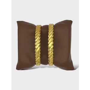 Arnes Jewelry Çelik 22 Ayar Altın Kaplama Üçlü Adana Burma Bilezik - 2 Adet