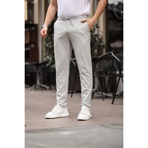 Erkek Açık Gri Jogger Kesim Bel Lastikli Esnek Likralı Silimfit Kumaş Pantolon