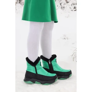 Kiko Kids Pamela Fermuarlı Kız Çocuk Kar Botu Yeşil