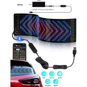 LED Matrix Panel Dijital Ekran Kumandalı App Kontrollü Oto Aksesuar Yayıncı Bilgisayar Odası