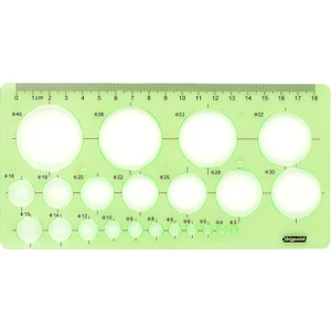 | Daire Şablonu, Kolay Kırılmayan 3 Mm'den - 40 Mm'ye 22 Farklı Daire Şablonu, 18 cm Cetvel