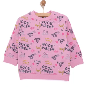 Basic Az Şardonlu Aslan Desenli Sweatshirt Kız Bebek