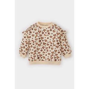 Kız Bebek Bisiklet Yaka Leopar Desenli İçi Yumuşak Tüylü Sweatshirt D7194A524WN