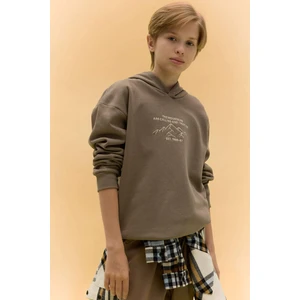 Erkek Çocuk Oversize Geniş Kalıp Baskılı Kapüşonlu Sweatshirt D5344A824WN