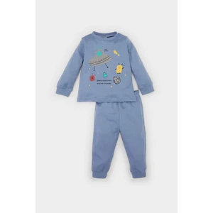 Erkek Bebek Pijama Takımı Baskılı Uzun Kollu Üst Beli Lastikli Alt D8652A524AU