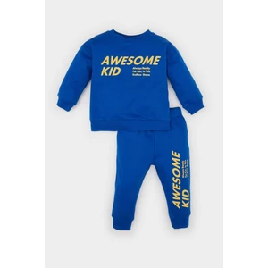 Erkek Bebek 2'li Takım Bisiklet Yaka Baskılı Sweatshirt Lastikli Eşofman Altı D7647A524WN