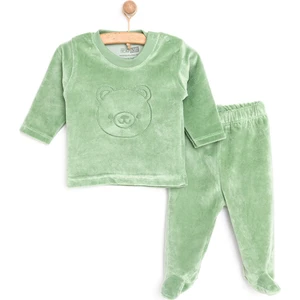 HelloBaby Yenidoğan Kadife Tshirt-Patikli Alt Erkek Bebek