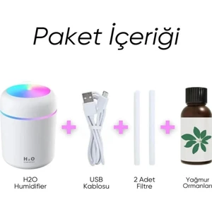 YENİ MİCRO GİRİŞLİ Ultrasonik Hava Nemlendirici  + 2 Flitreli Hediyeli + 1 Koku Hediyeli Gece Lambası,koku Dağıtıcı Yagmur Ormanları kokulu
