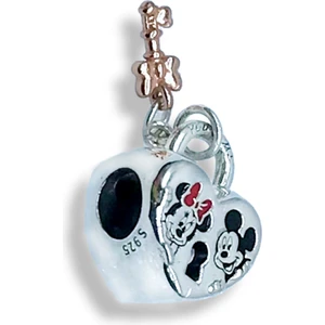 Mickey & Minnie Mouse Asma Kilitli Charm | 925 Ayar Gümüş