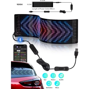 LED Matrix Panel Dijital Ekran Kumandalı App Kontrollü Oto Aksesuar Yayıncı Bilgisayar Odası