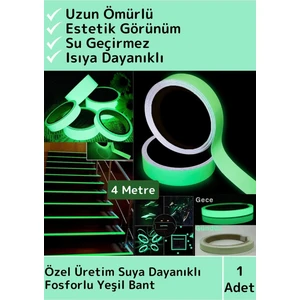 Özel Üretim Karanlıkta Işık Veren Yansıyan 4 Metre Fosforlu Yeşil Şerit Yapışkanlı Reflektör Bant