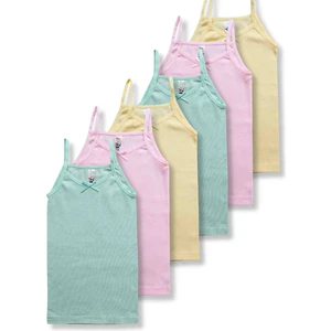 Giza Kids %100 Pamuklu Kız Çocuk Ribana Atlet Fanila Iç Çamaşır 6lı Set