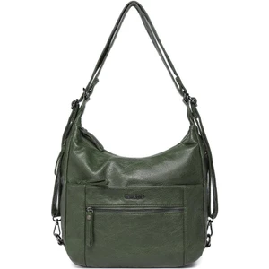 21K Barcelona BARCELONA 21K Yıkama Deri Hem Sırt Hem Omuz Kadın Çantası BC1890 - Yeşil
