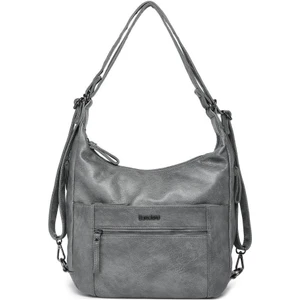 21K Barcelona BARCELONA 21K Yıkama Deri Hem Sırt Hem Omuz Kadın Çantası BC1890 - Gri
