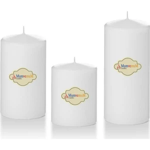 3 Lü  Beyaz Set Mum Çap :6 cm