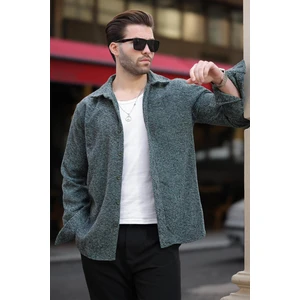 Yeşil Desenli Erkek Ceket Gömlek E6755