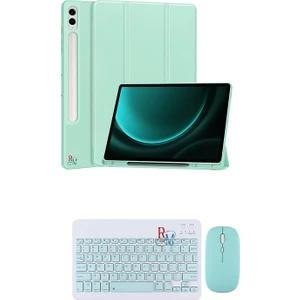 Redmud Teknoloji Samsung Galaxy Tab S9 Fe Plus Uyumlu Tablet Kılıfı ve Klavye Mouse Set Kalem Bölmeli Smart Kılıf