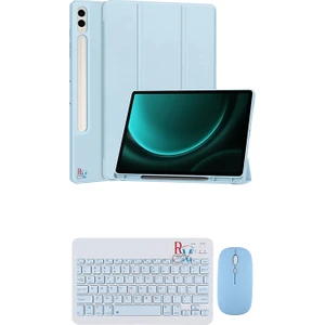 Redmud Teknoloji Samsung Galaxy Tab S10 Plus Uyumlu Tablet Kılıfı ve Klavye Mouse Set Kalem Bölmeli Smart Kılıf